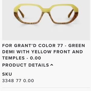 FOR GRANT'D Yellow and Green Demi Glasses
